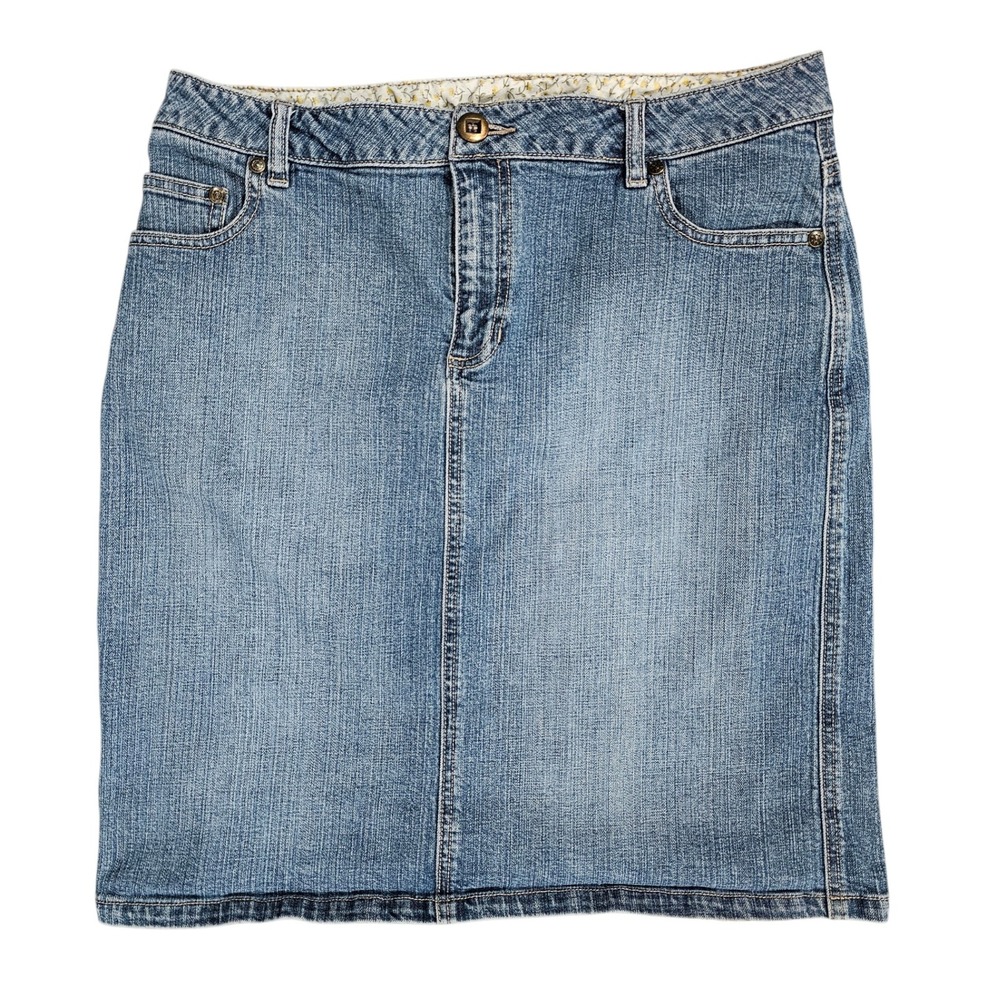 Ruff Hewn Womens Size 10 Blue Denim Mini Skirt Casual Stretch Kick Pleat